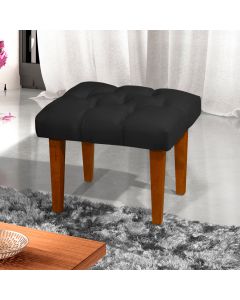 Puff Banqueta Vitória Pés de Madeira Maciça Suede Preto